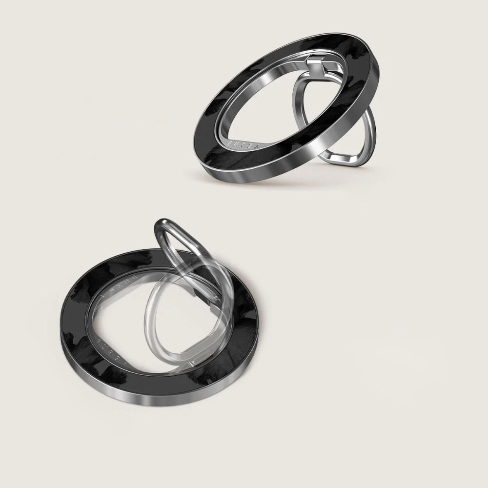 Uchwyt magnetyczny na palec do MagSafe Burga Magnetic Ring Holder, czarne z motywem kwiatowym