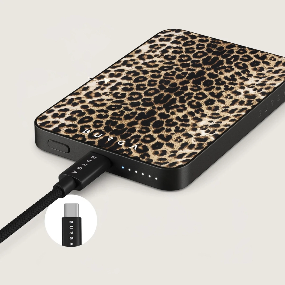 Burga Magnetic Gunmetal Power Bank Player - magnetyczny powerbank kompatybilny z MagSafe, Qi 5000mAh 20W USB-C, + kabel USB Typ C 20W, beżowo-granatowy.