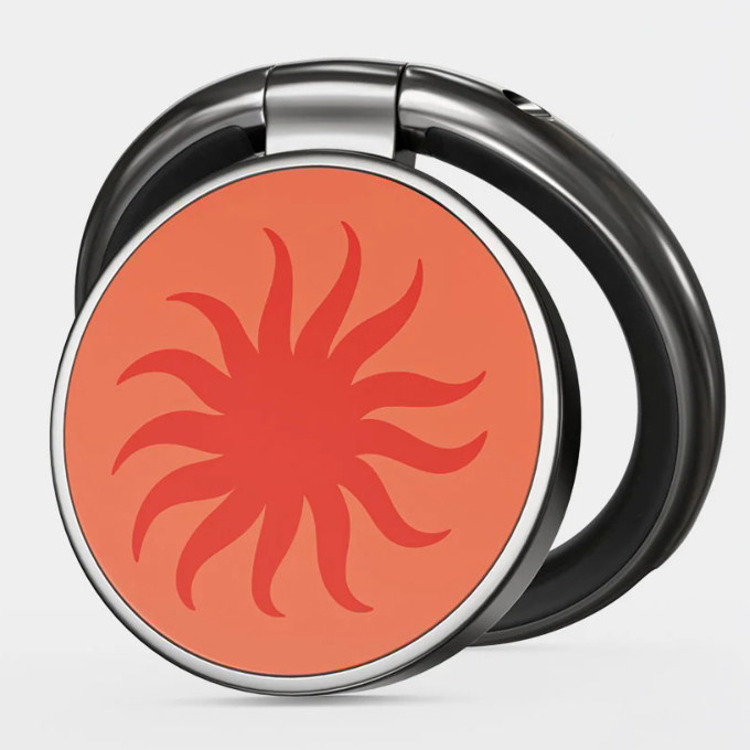 Uchwyt samoprzylepny na palec do telefonu Burga Printable Ring Holder, srebrny w czerwony wzór