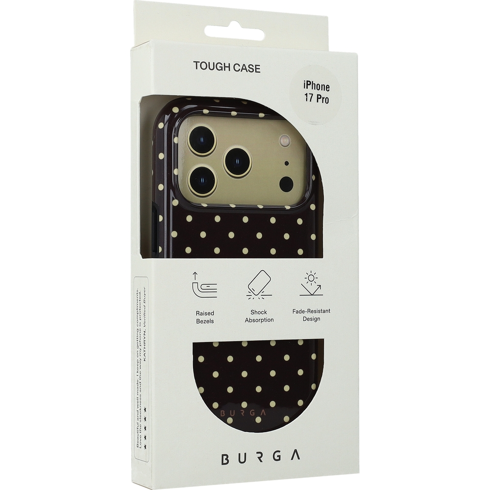 Ekskluzywne etui Burga Sorry Busy Tough Magnetic do iPhone 17 Pro, brązowe w kropki