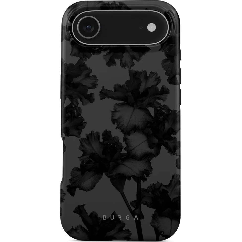 Ekskluzywne etui Burga Nucturnal Tough Magnetic do Apple iPhone Air, czarne z kwiecistym wzorem