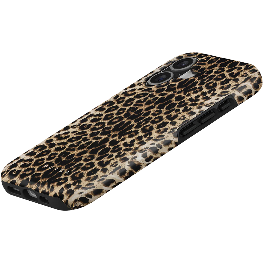 Ekskluzywne etui Burga Vigilant Tough Magnetic do iPhone 17, brązowe z panterką