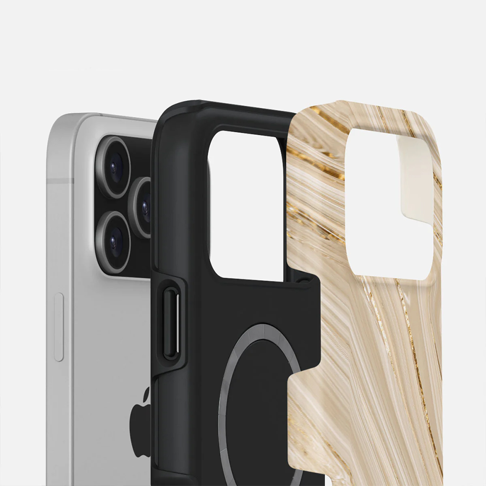 Etui Burga Full Glam Tough MagSafe do iPhone 17 Pro Max, beżowe wzorzyste