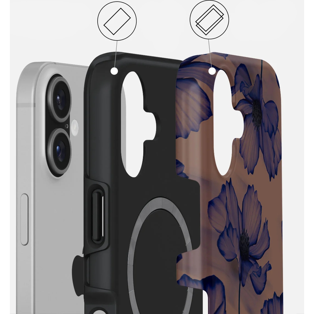Ekskluzywne etui Burga Velvet Night Tough Magnetic do iPhone 17, brązowo-granatowe