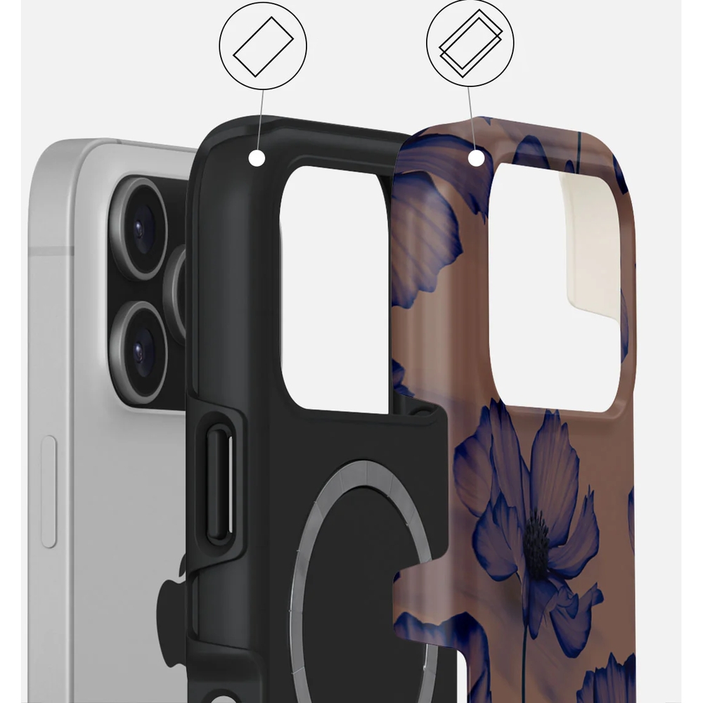 Ekskluzywne etui Burga Velvet Night Tough Magnetic do iPhone 17 Pro, brązowo-granatowe