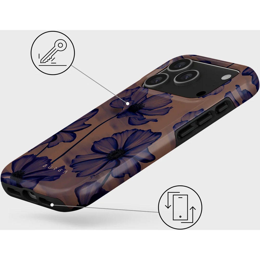 Ekskluzywne etui Burga Velvet Night Tough Magnetic do iPhone 17 Pro, brązowo-granatowe