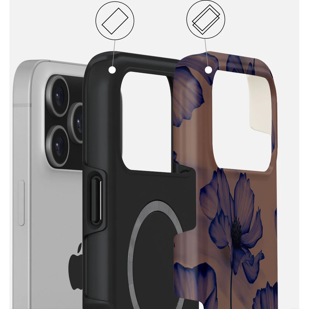 Ekskluzywne etui Burga Velvet Night Tough Magnetic do iPhone 17 Pro Max, brązowo-granatowe