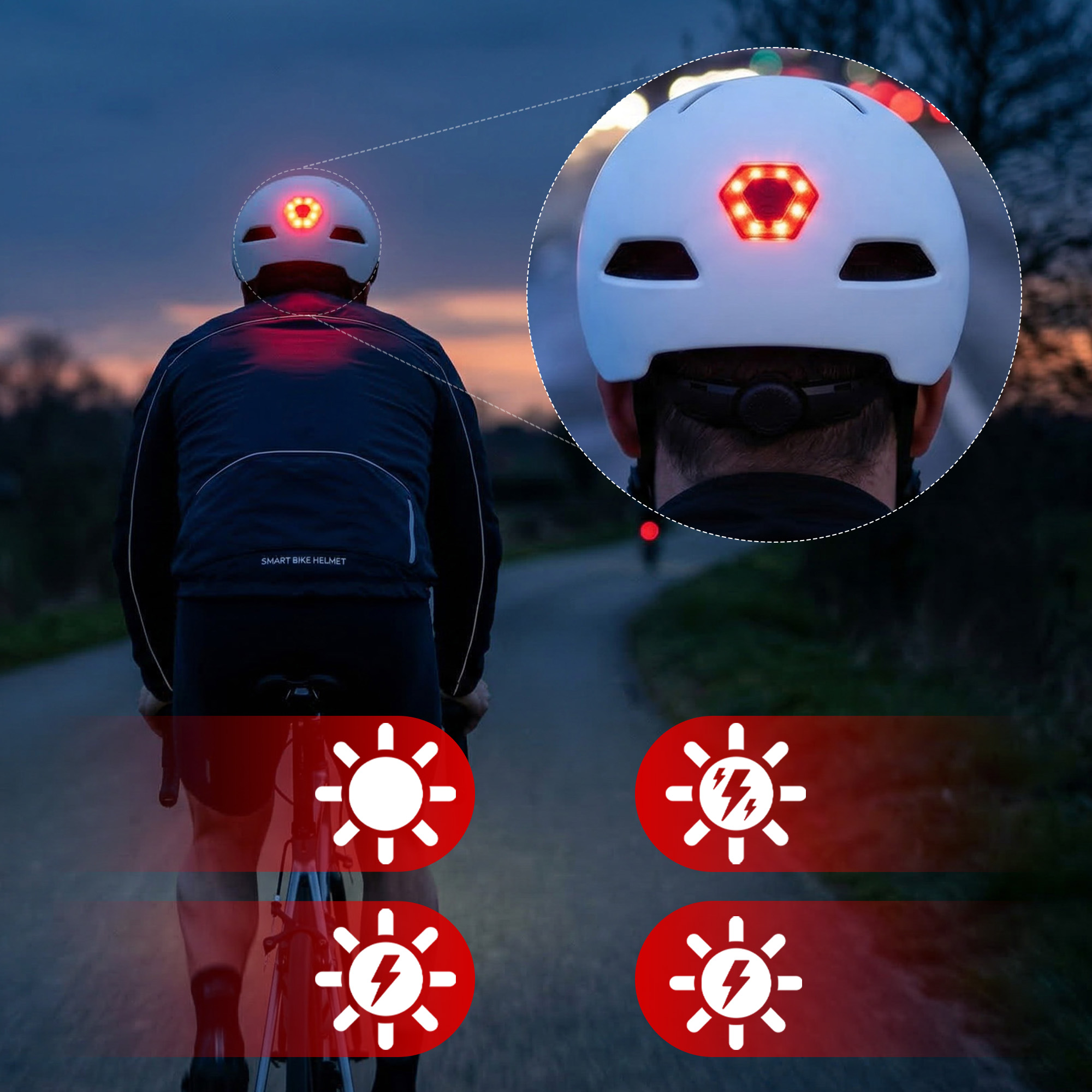 Tylna lampka LED w kasku na rolki i hulajnogę Vayox