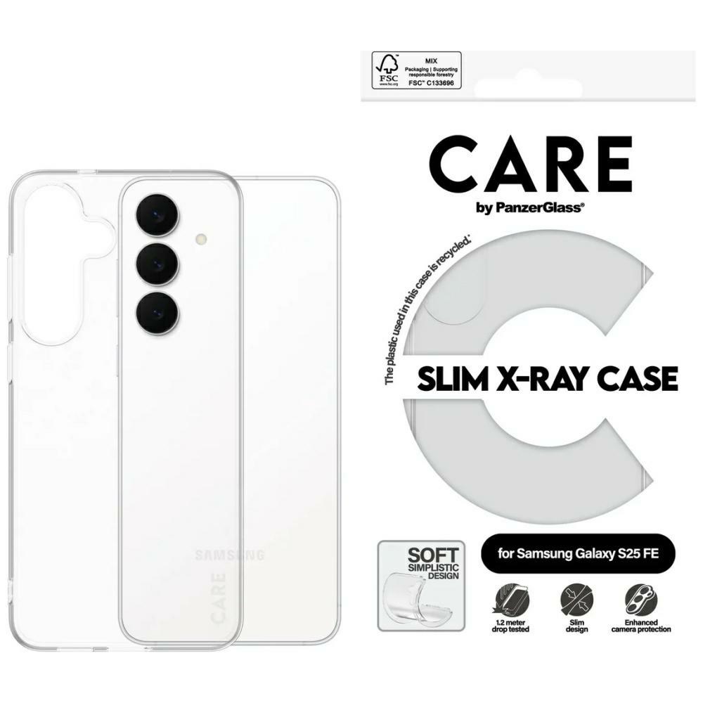 Etui PanzerGlass CARE Fashion X-Ray: stylowa, ekologiczna ochrona odporna na wstrząsy, zarysowania i kompatybilna do Samsung Galaxy S25 FE, przezroczyste