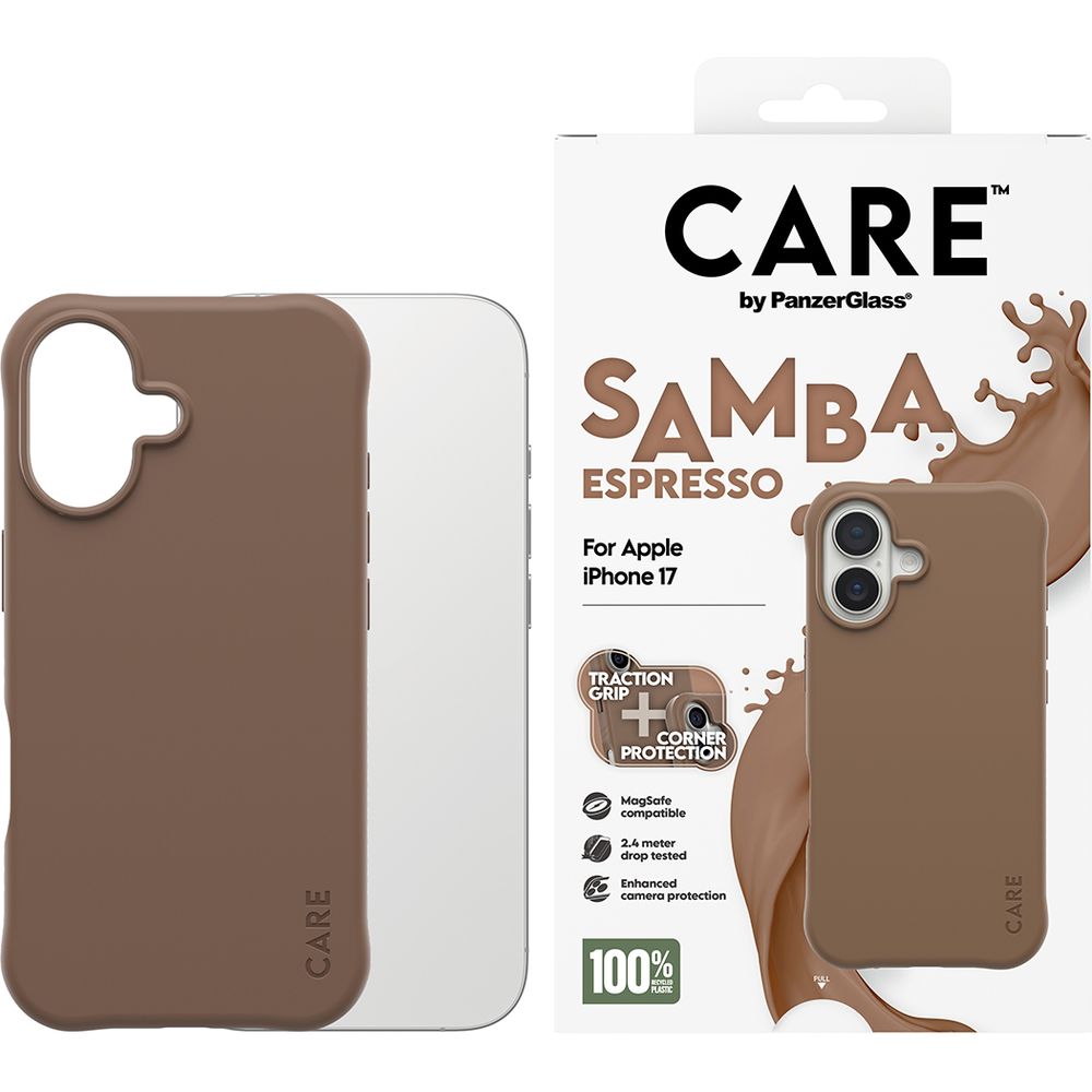 Etui CARE by PanzerGlass Fashionable Case Samba do MagSafe do iPhone 17, brązowe