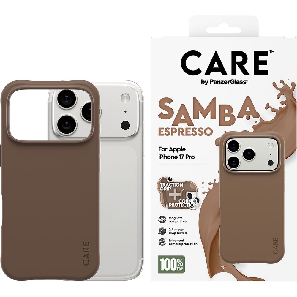 Etui CARE by PanzerGlass Fashionable Case Samba do MagSafe do iPhone 17 Pro, brązowe