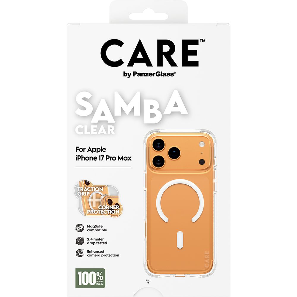Etui CARE by PanzerGlass Fashionable Case Samba do MagSafe do iPhone 17 Pro Max, przezroczysto-białe
