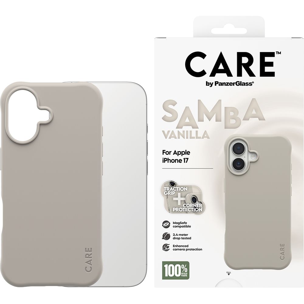 Etui CARE by PanzerGlass Fashionable Case Samba do MagSafe do iPhone 17, szare