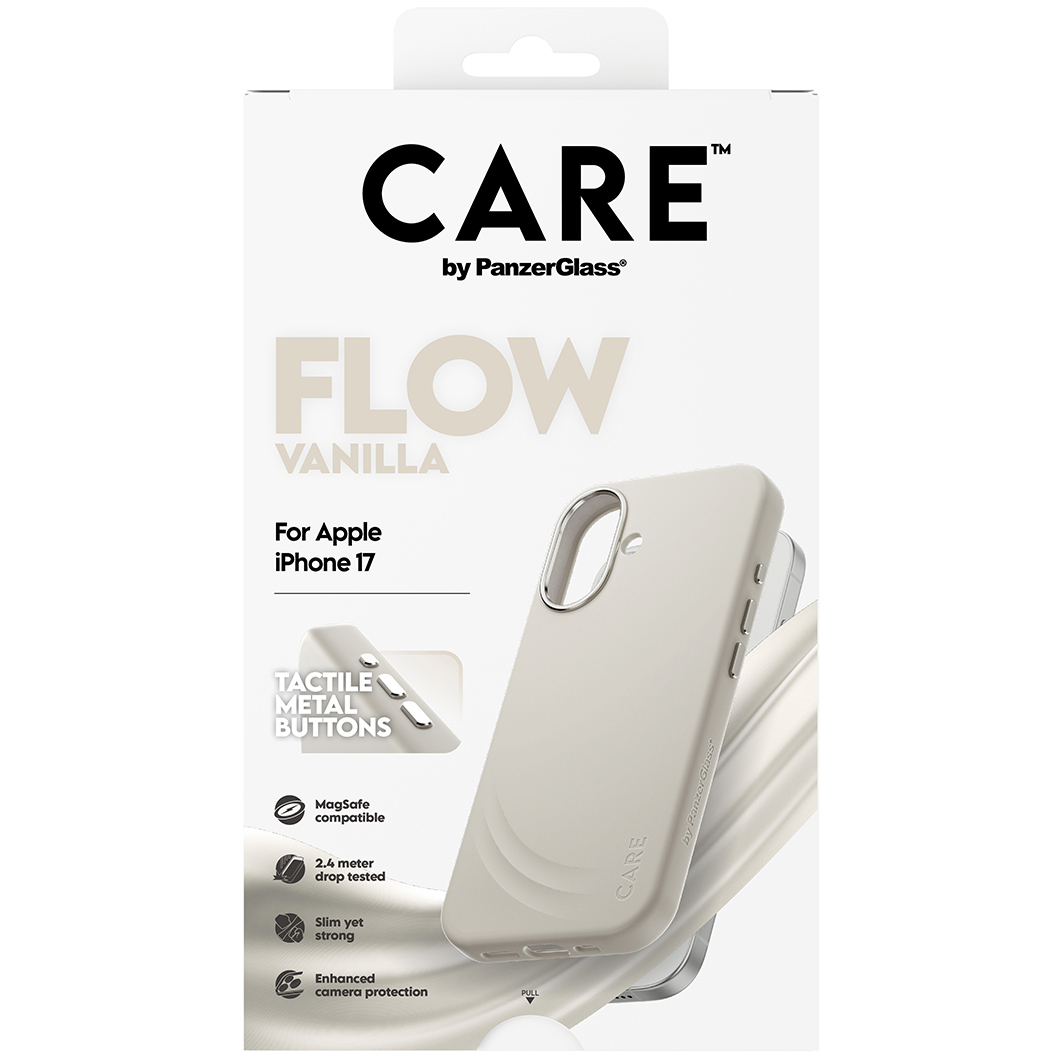 CARE by PanzerGlass Fashion Case Flow, ochronny case na plecki, elegancki smukły silikon certyfikaty, beżowy