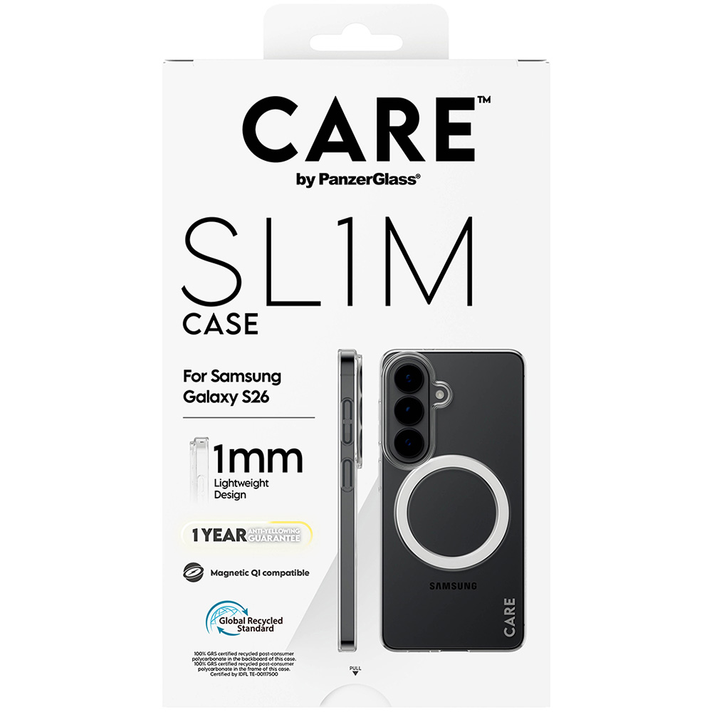 Etui CARE by PanzerGlass SL1M do MagSafe do Galaxy S26, przezroczysto-białe