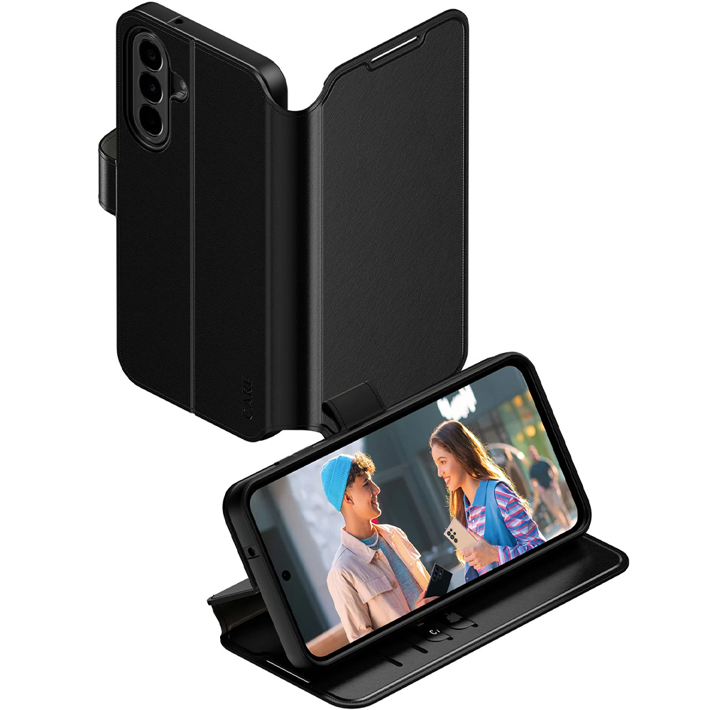 Etui z klapką Care by PanzerGlass Wallet Case with Kickstand do Galaxy A27 5G, czarne