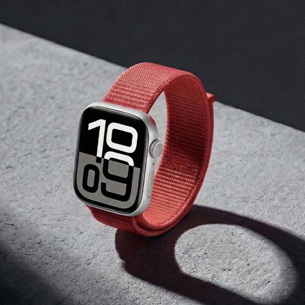 Pasek Crong Nylon do Apple Watch 42/41/40/38 mm, czerwony