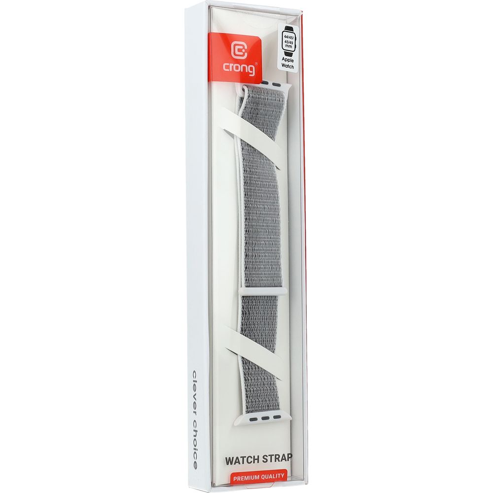 Pasek nylonowy Crong Nylon do Apple Watch 49/46/45/44 mm, biało-szary