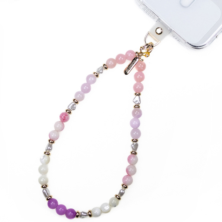 Crong Phone Charm Pastel Beads – złota smyczka do telefonu z pastelowymi dodatkami i adapterem