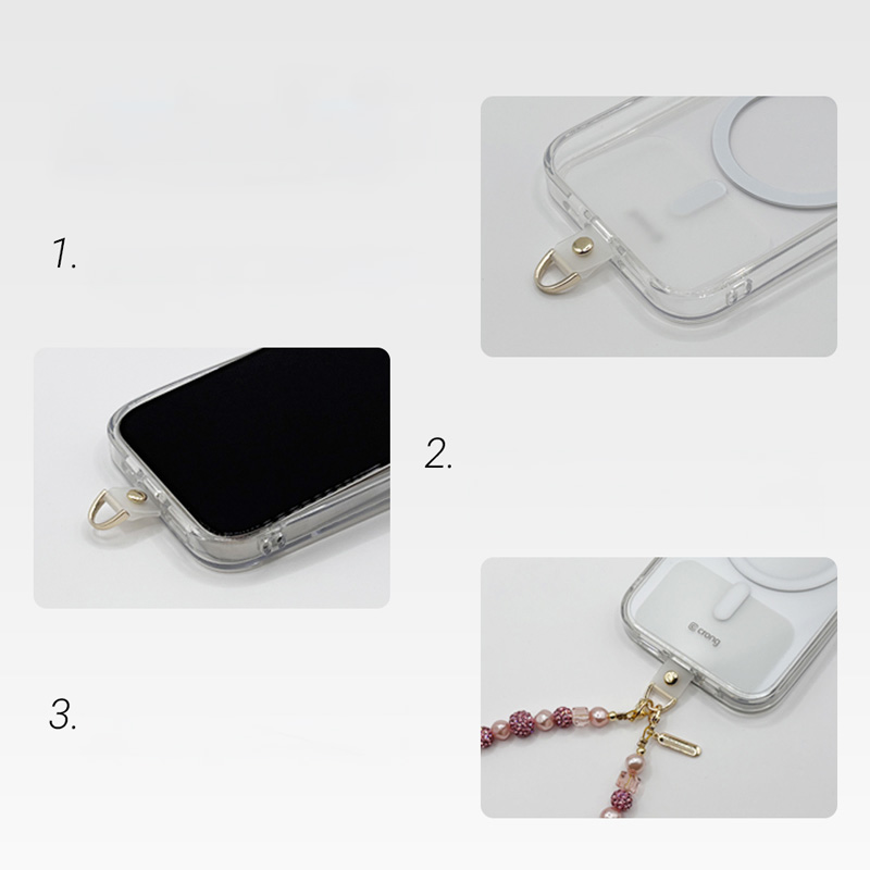 Crong Crossbody do Telefonu – elegancka smycz z adapterem czarno złoty