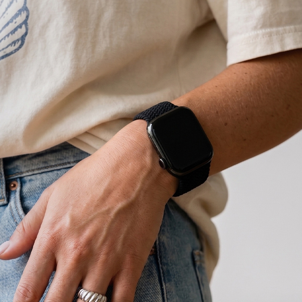 Pasek Crong Wave Band do Apple Watch 42/41/40/38 mm, czarny