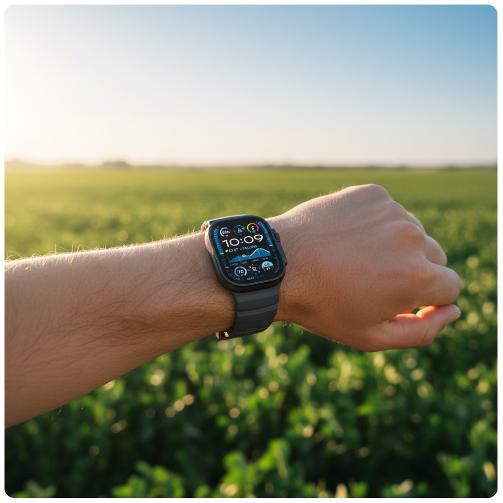 Czarny pasek YAXO Rugged Evo do Apple Watch na nadgarstku podczas aktywności na zewnątrz