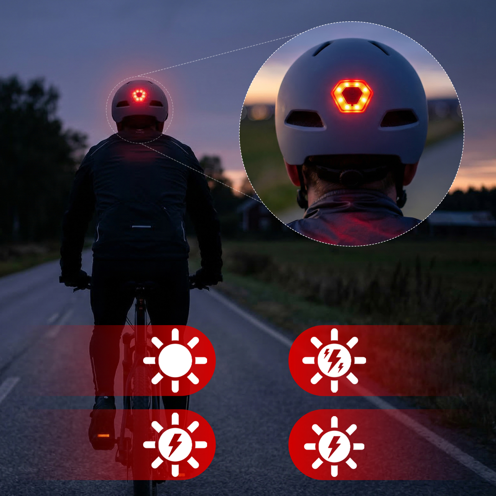Tylna lampka LED w kasku na rolki i hulajnogę Vayox