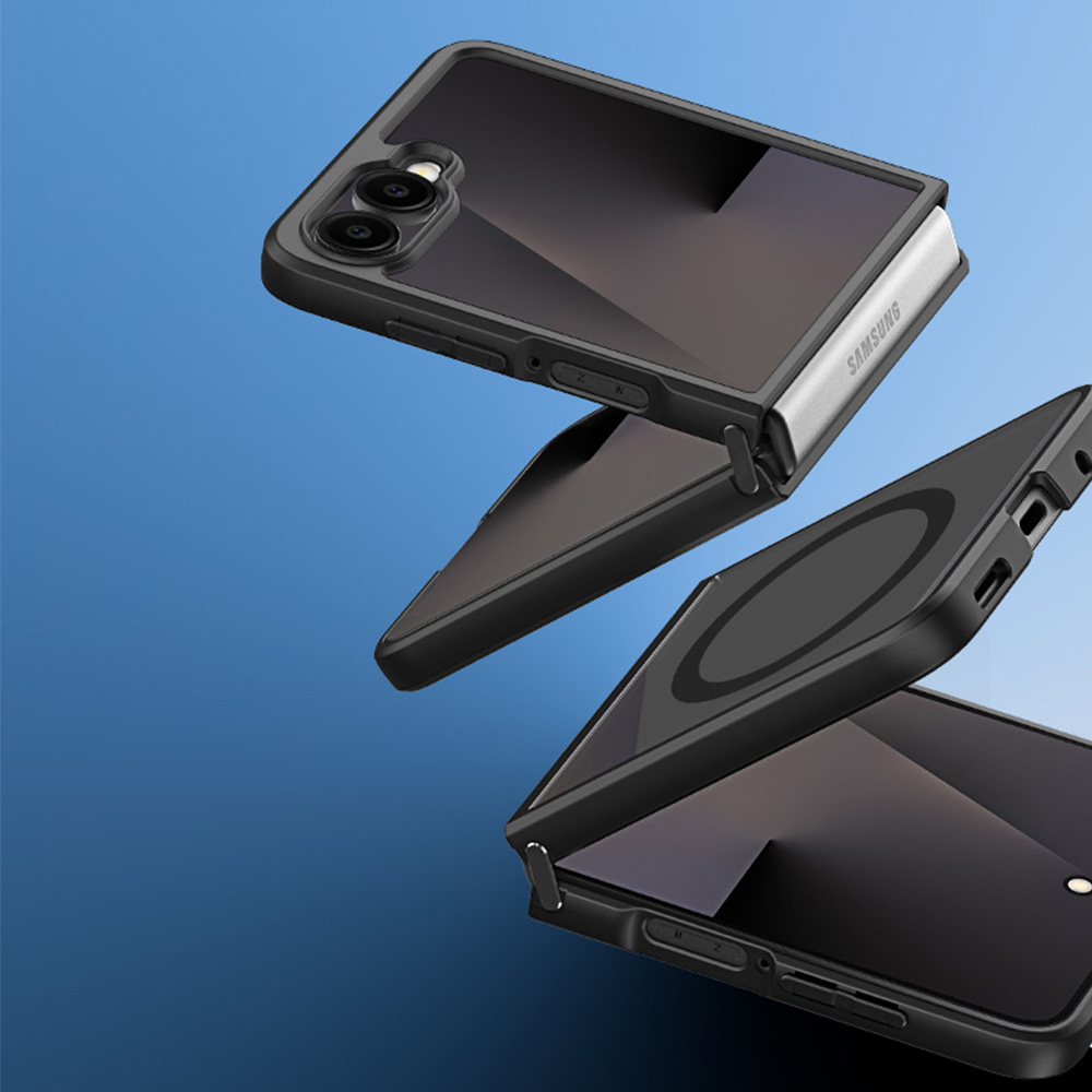 Etui Dux Ducis Aimo Mag do Galaxy Z Flip8, przezroczyste z czarną ramką