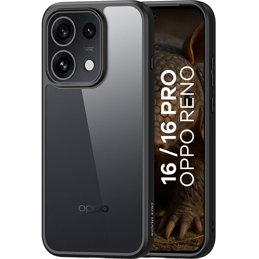 Etui Dux Ducis AIMO do Oppo Reno16 / Reno16 Pro, przezroczyste z czarną ramką