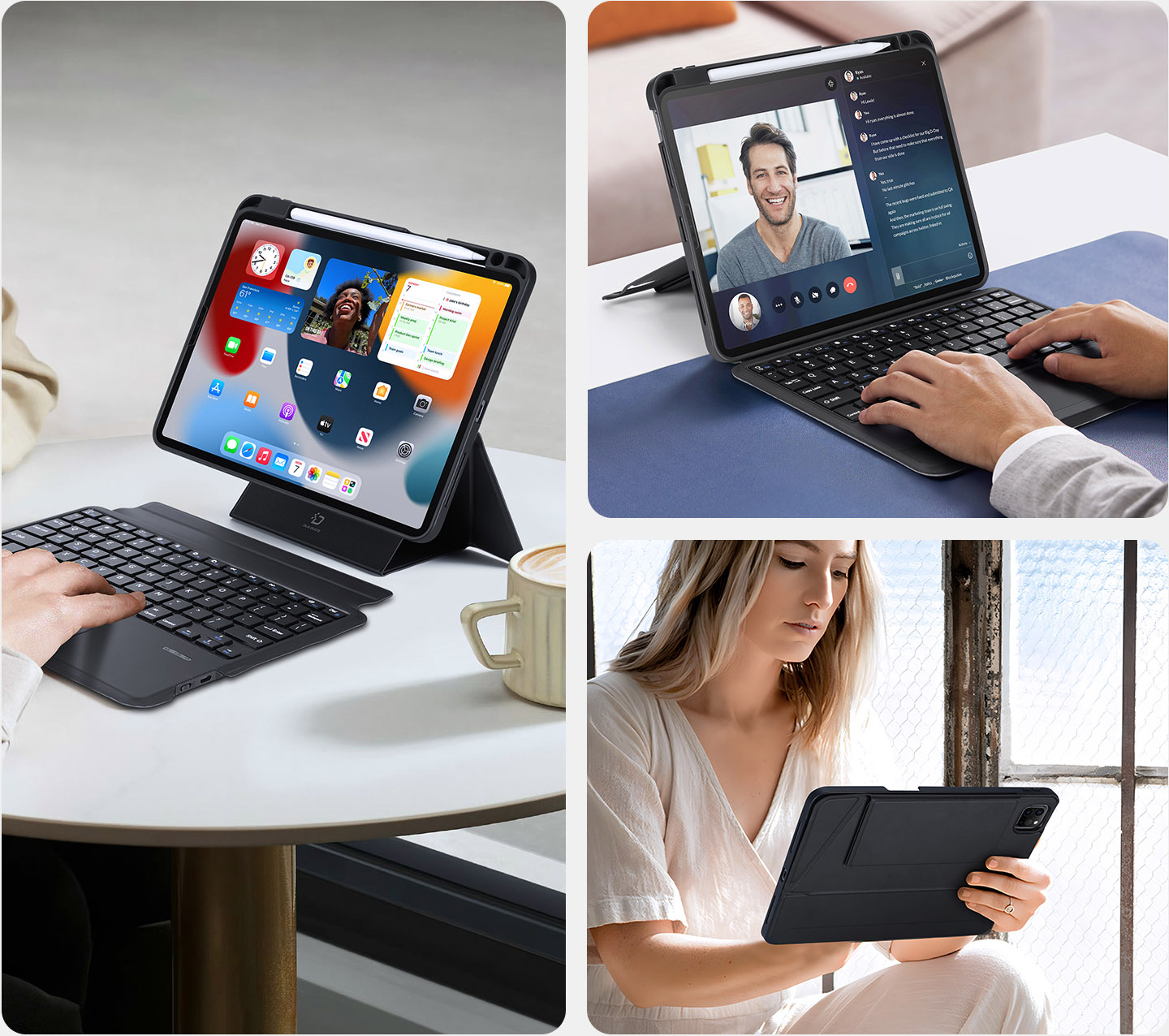 Etui z podświetlaną klawiaturą Bluetooth Dux Ducis DK Series do iPad Air 11 / 10_9 2020-2026 / Pro 11 2018-2022, czarne