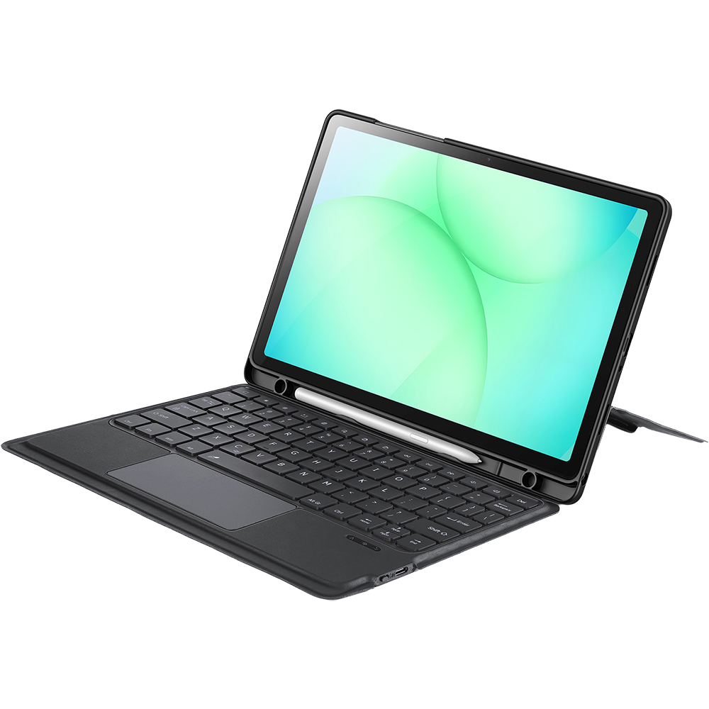 Etui z klawiaturą Bluetooth 5.0 Dux Ducis (seria DK) do Samsung Galaxy Tab A11 Plus / A9 Plus, czarne. Magnetyczne zamknięcie zabezpiecza klawiaturę w podróży.