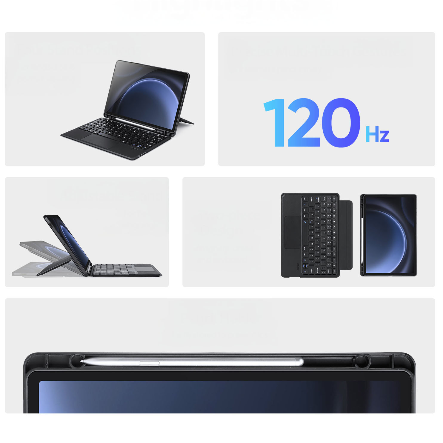 Etui z klawiaturą Bluetooth 5.0 Dux Ducis (seria DK) do Galaxy Tab S10 FE / S9 / S9 FE / Tab S10 Lite, czarne. Magnetyczne zamknięcie zabezpiecza klawiaturę w podróży.