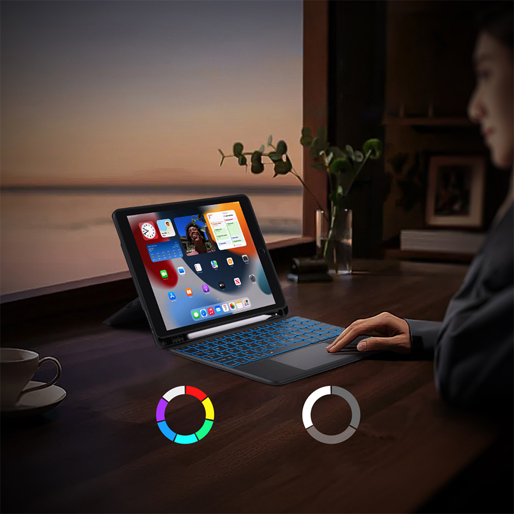 Etui z podświetlaną klawiaturą Bluetooth Dux Ducis (DK Series) do iPad 9/8/7 gen. 10.2/iPad Pro 10.5'' 2017/iPad Air 3, czarne