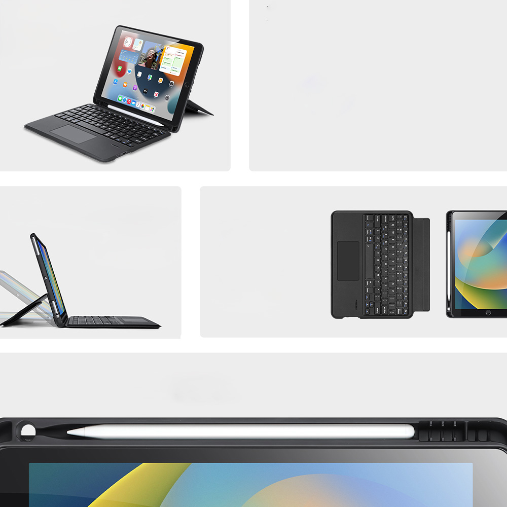 Etui z podświetlaną klawiaturą Bluetooth Dux Ducis (DK Series) do iPad 9/8/7 gen. 10.2/iPad Pro 10.5'' 2017/iPad Air 3, czarne