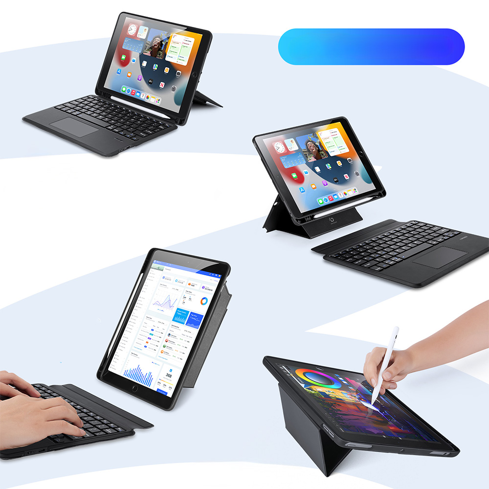 Etui z podświetlaną klawiaturą Bluetooth Dux Ducis (DK Series) do iPad 9/8/7 gen. 10.2/iPad Pro 10.5'' 2017/iPad Air 3, czarne