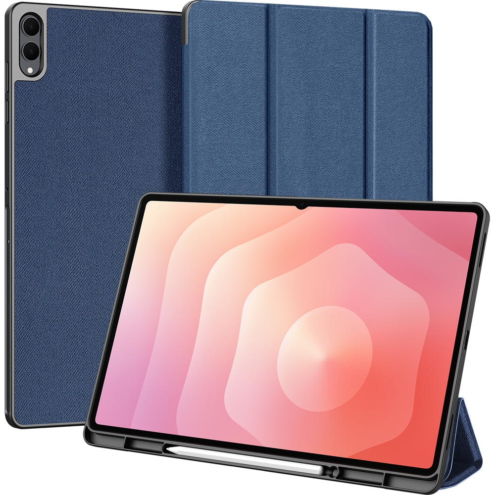 Etui z klapką Dux Ducis Domo do Galaxy Tab S11 Ultra, niebieskie. Obudowa posiada funkcję Stand, dzięki czemu oglądanie filmów lub przeglądania internetu i social mediów stanie się niezwykle wygodne! A dodatkowa funkcja tego case'a funkcja Auto Wake/Sleep pomoże w zadbaniu o baterię tabletu!