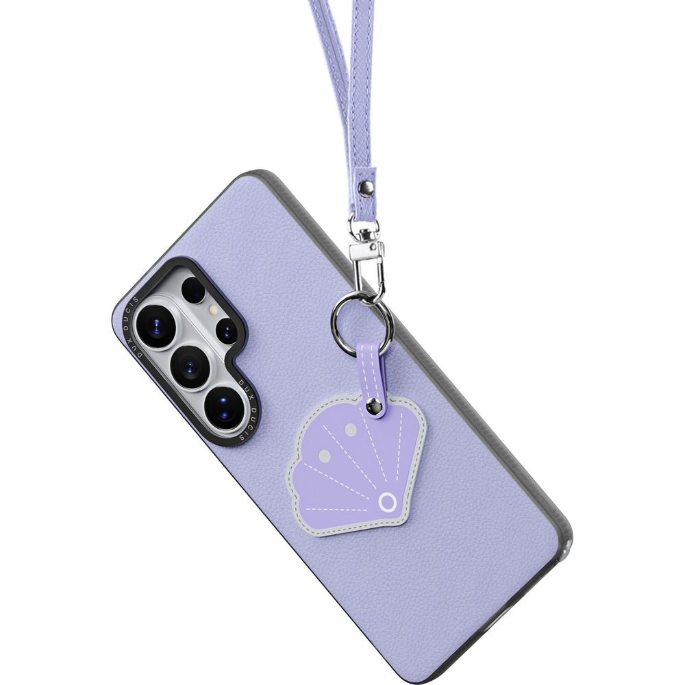 Dux Ducis Luvy, etui z odpinaną smyczką, wszechstronność, praktyczna, fioletowe z muszelką