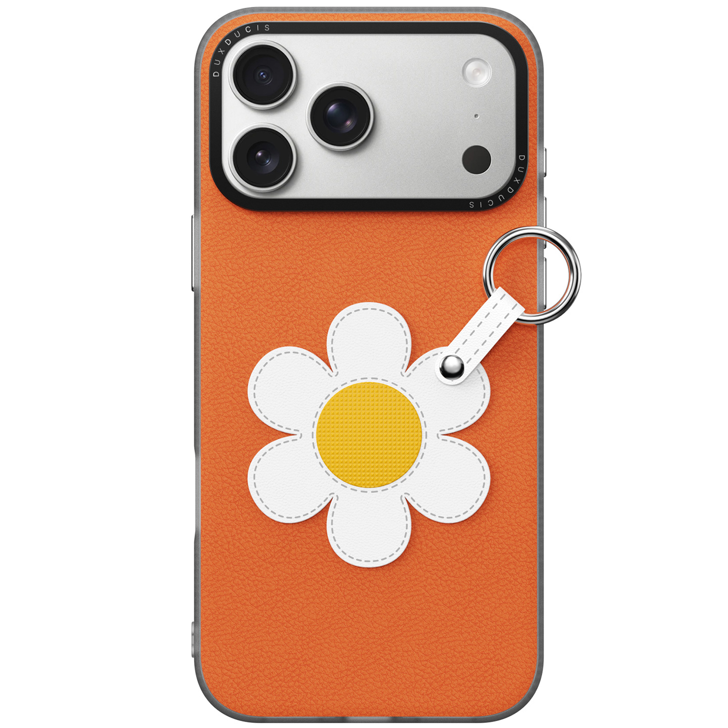 Dux Ducis Luvy, etui na telefon z ekoskóry, ochrona, stylowe, praktyczne, pomarańczowe z stokrotką
