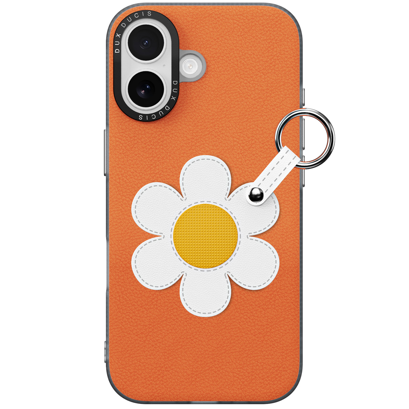 Dux Ducis Luvy, etui na telefon z ekoskóry, ochrona, stylowe, praktyczne, pomarańczowe z stokrotką