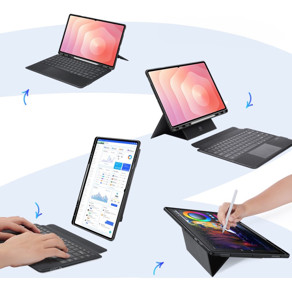 Etui z klawiaturą Bluetooth 5.0 Dux Ducis (seria DK) do Samsung Galaxy Tab S11 Ultra, czarne.