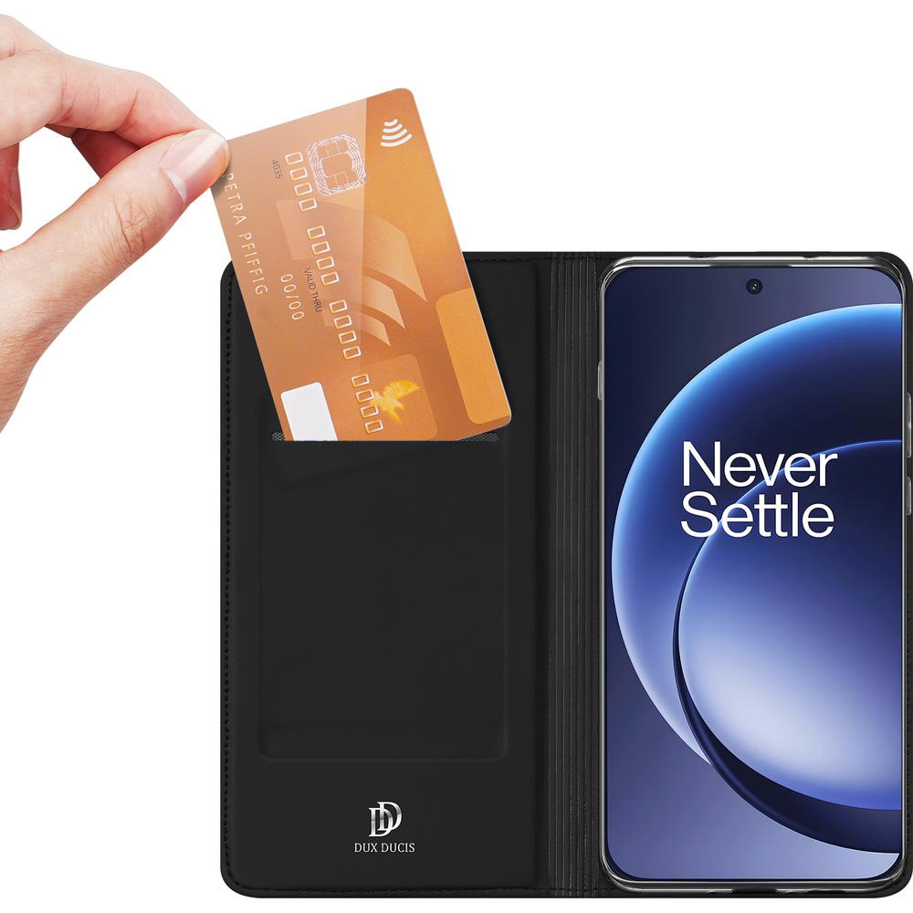 Etui z klapką, portfelowe, Dux Ducis Skin Pro do OnePlus 15, czarne