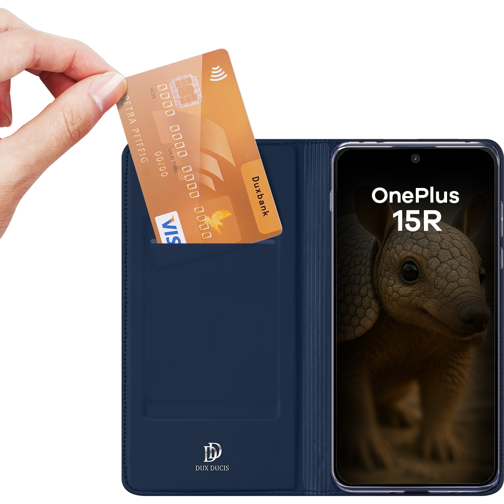 Etui z klapką, portfelowe, Dux Ducis Skin Pro do OnePlus 15R, granatowe