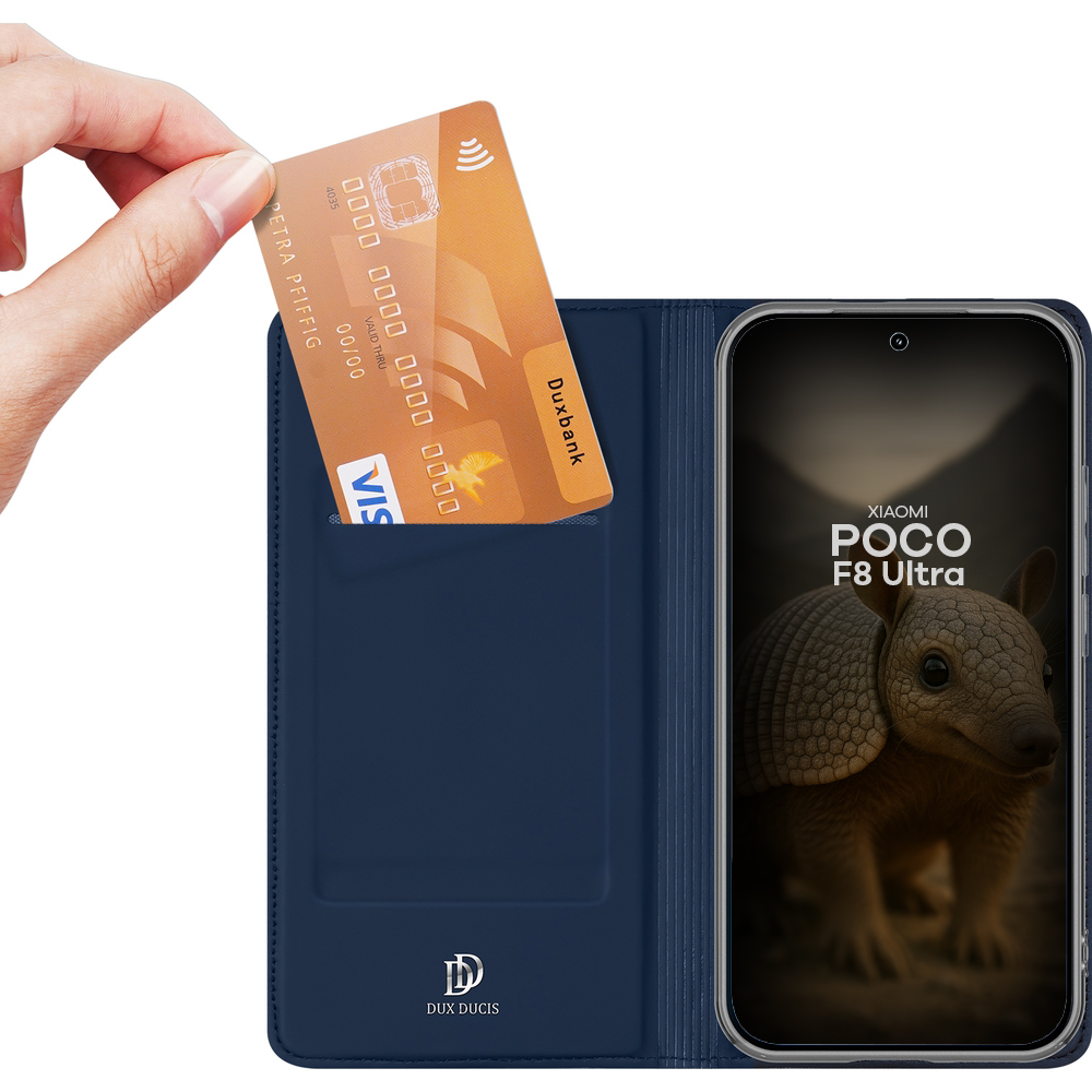 Etui z klapką, portfelowe, Dux Ducis Skin Pro do Xiaomi POCO F8 Ultra, granatowe