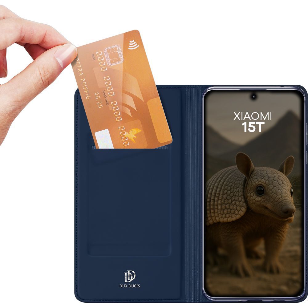 Etui z klapką Dux Ducis Skin Pro do Xiaomi 15T, granatowe