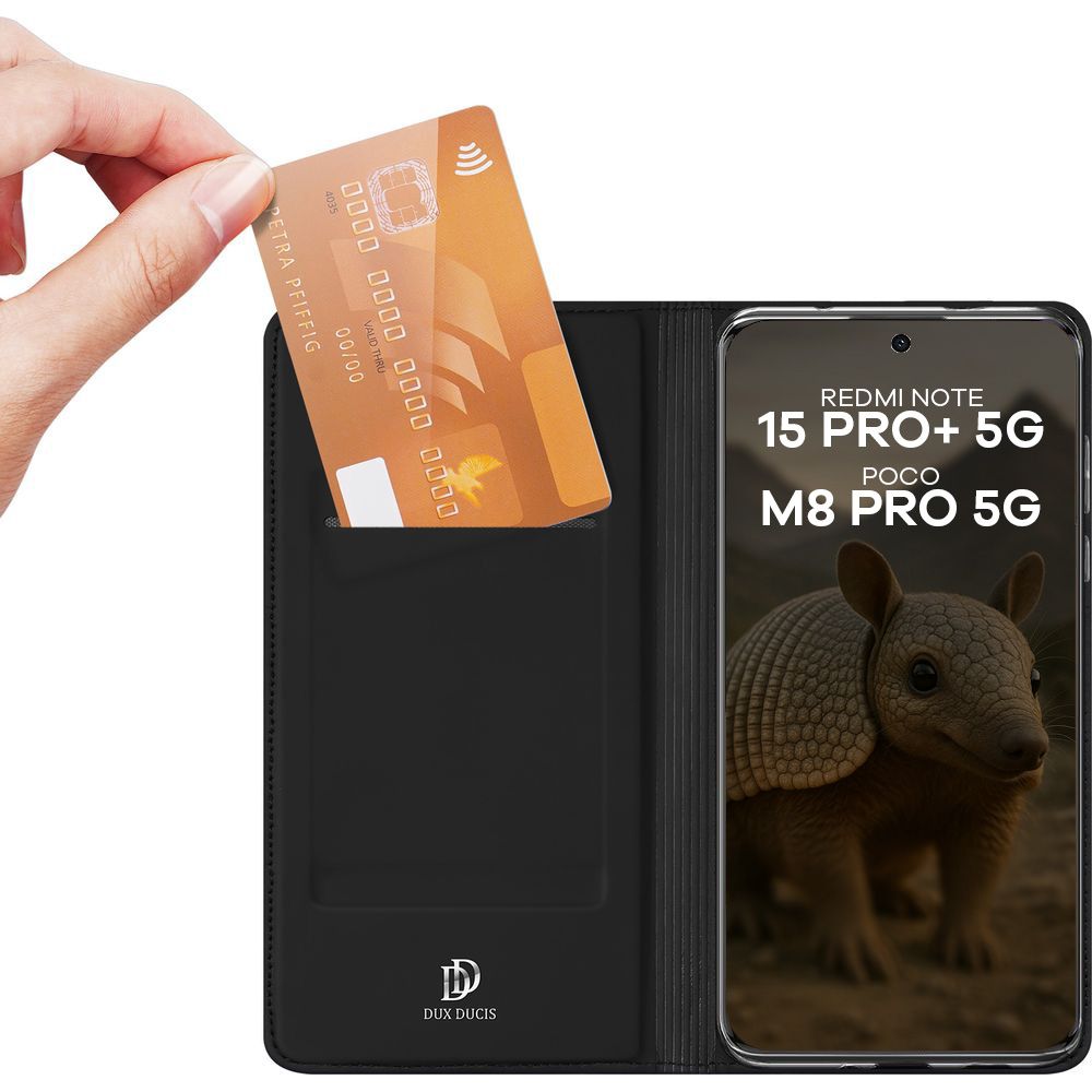 Etui z klapką Dux Ducis Skin Pro do Xiaomi Redmi Note 15 Pro Plus 5G / POCO M8 Pro 5G, czarne