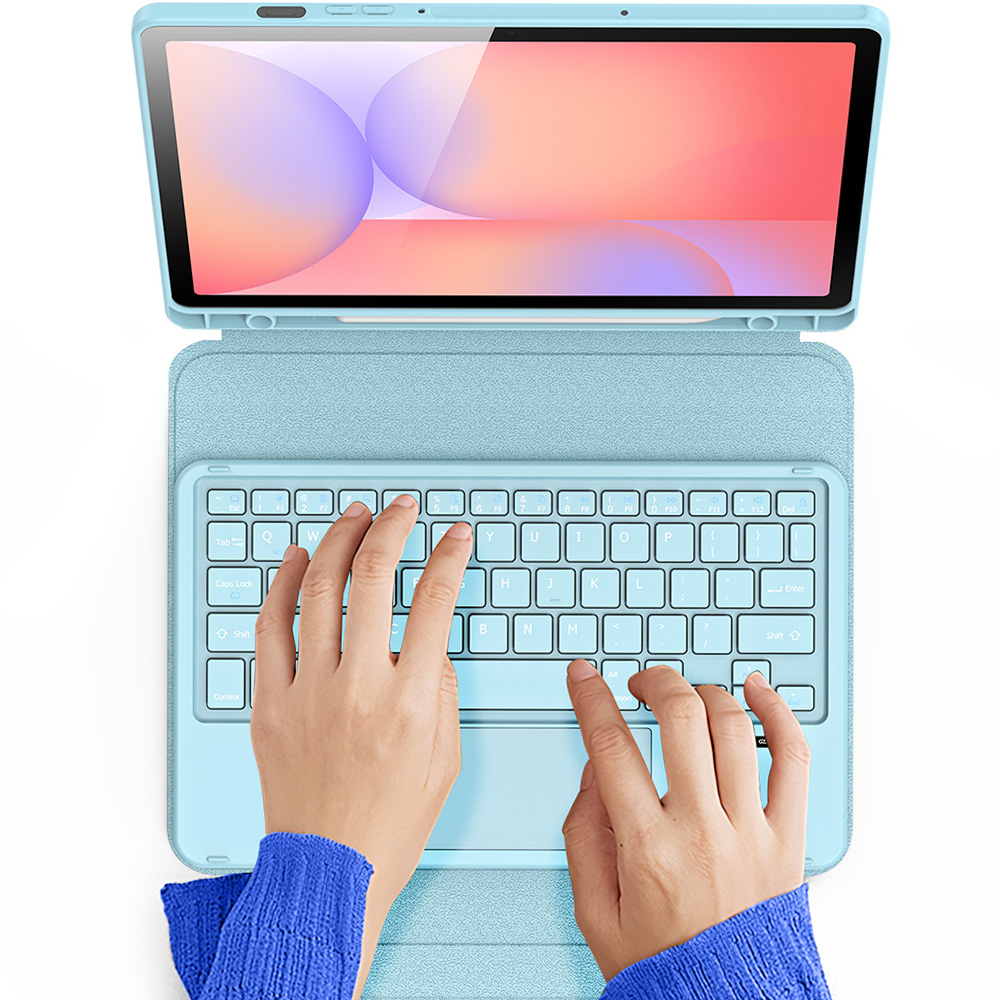Etui z klawiaturą Bluetooth Dux Ducis (YK Series) do Galaxy Tab S10 Lite/S10 FE/S9 FE/S9, niebieskie