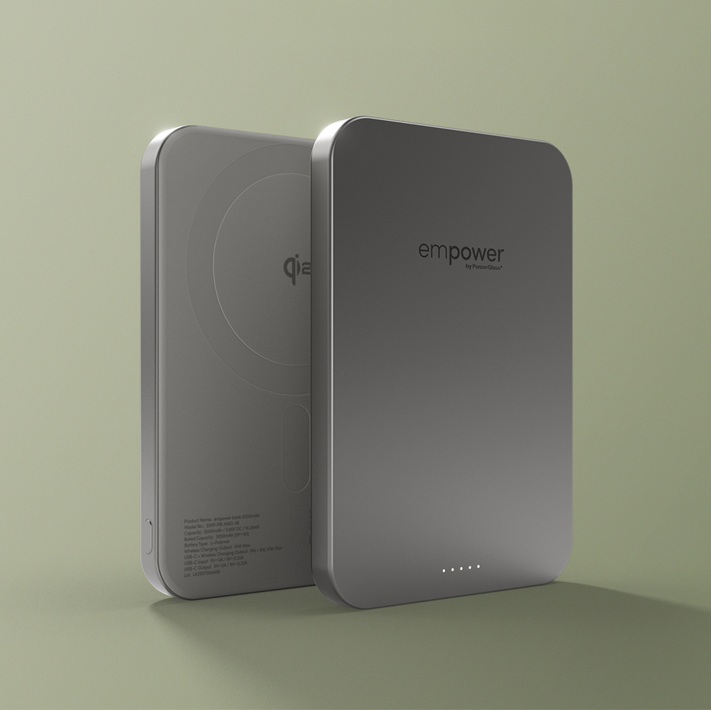 empower by PanzerGlass Bank, lekki, smukły, ultracienki powerbank, tytanowy