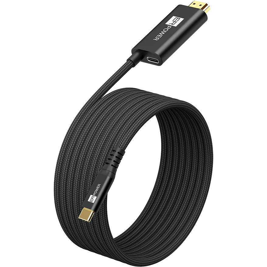 ERPOWER DisplayPorter Cable, zabezpieczony nylonowy przewód, odporność podróż, czarny