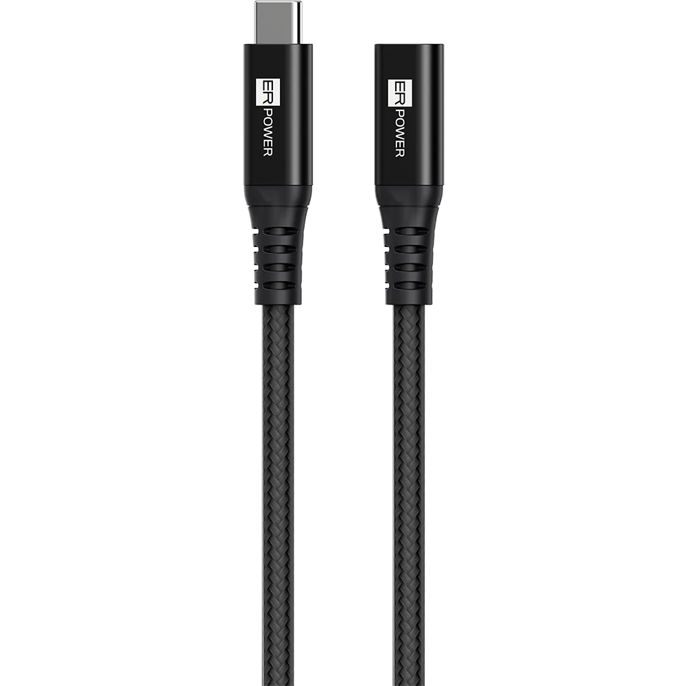 ERPOWER Extender Cable, trwały nylonowy oplot kabla usb-c, wzmocnione końcówki, czarny