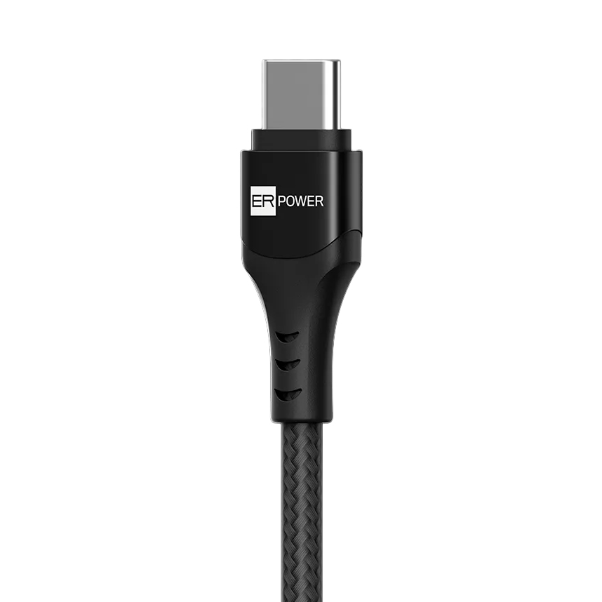 ERPOWER Single Cobra Cable, trwały nylonowy oplot, pewny chwyt, ochrona końcówek, czarny